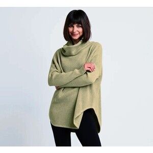 Planet By Lauren G Oversized Waffle Knit Cowl Neck Sweater One Size Sage Green